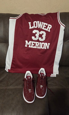 Lower Merion Basketball Jersey #33 Maroon/White Team Colors With Kobe Shoes