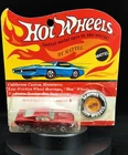 1969 HOT WHEELS REDLINE RED 'CUSTOM MUSTANG' ON CARD W/ BUTTON NICE CONDITION!
