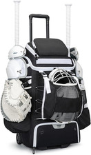 Catchers Gear Bag with Wheels, 90L Rolling Baseball/Softball Bag Holds 2 Sets of