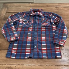 Quiksilver Flannel Shirt Youth Medium 14/16Blue Plaid Fleece Button Outdoor Top