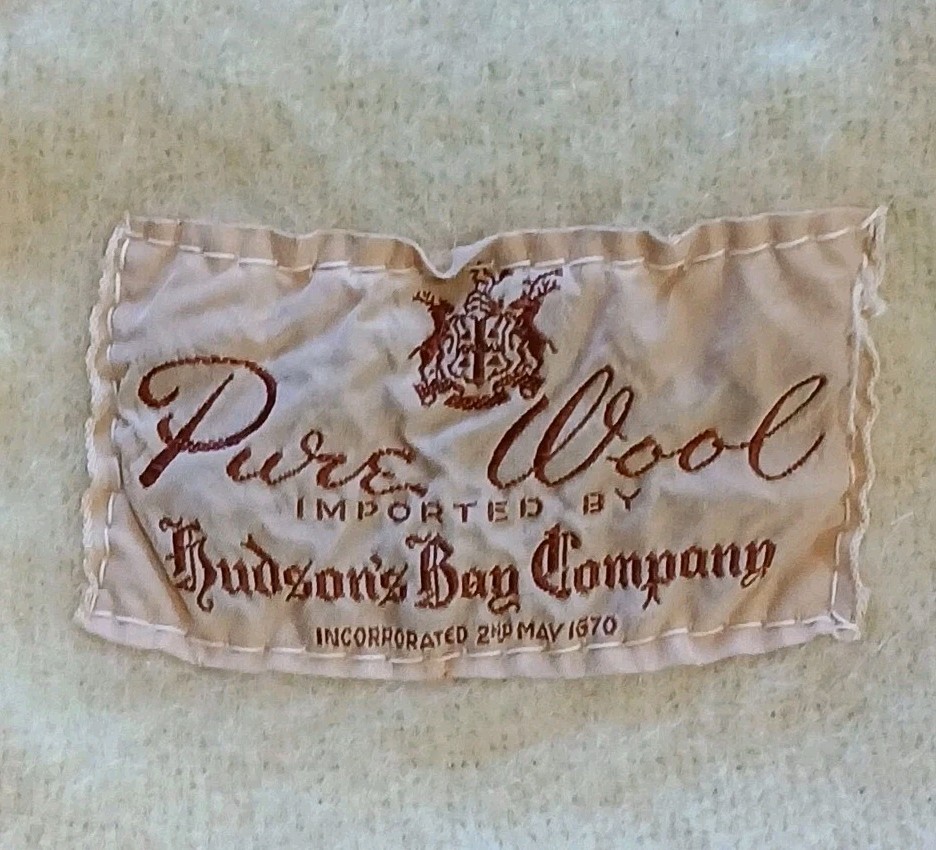 Vintage Pure Wool Hudson's Bay Blanket Rare Blue Green Pink Stripes 73"x63"