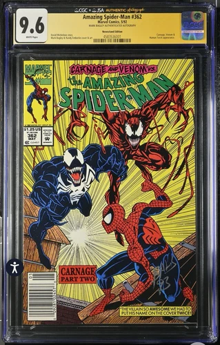 The Amazing Spider-Man #362 signed by Mark Bagley CGC 9.6
