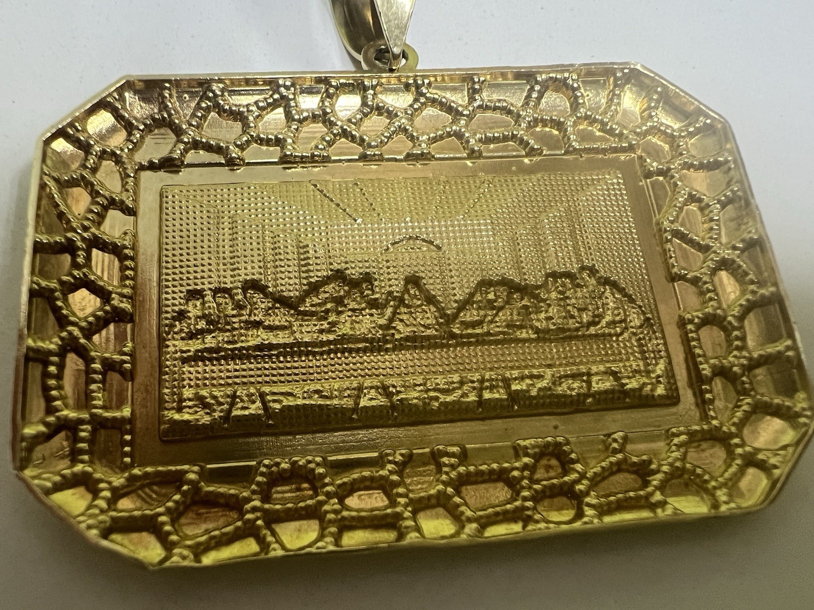 Rectangle Last Supper Textured Nugget  Pendant Re… - image 9