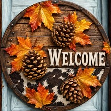 Happy Fall Harvest Door Sign, Turkey, Thanksgiving, Autumn Pumpkin, Scarecrow
