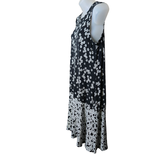 Ann Taylor Loft Damen Medium Tropical Floral Kleid Ärmellos Schwarz Weiß - Bild 5 von 11