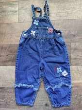 Vintage Winnie the Pooh 100 Acre Woods Embroidered Floral Overalls 24 Mths