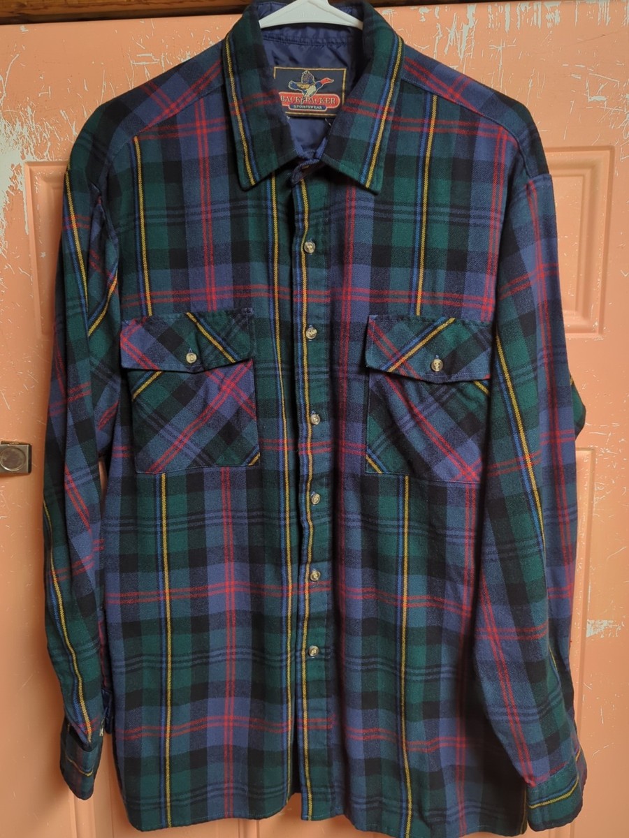 Vintage Backpacker Blue Red Green Plaid L/S Flannel Button Shirt XL