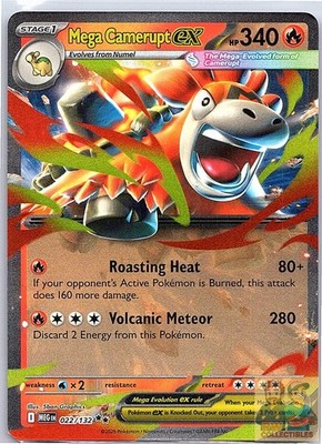 Mega Camerupt ex 022/132 Double Rare Mega Evolution Pokemon Near Mint
