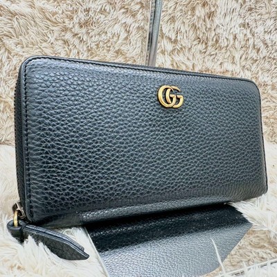 Gucci Long Wallet Round Zipper Black Marmont Leather  display picture 1