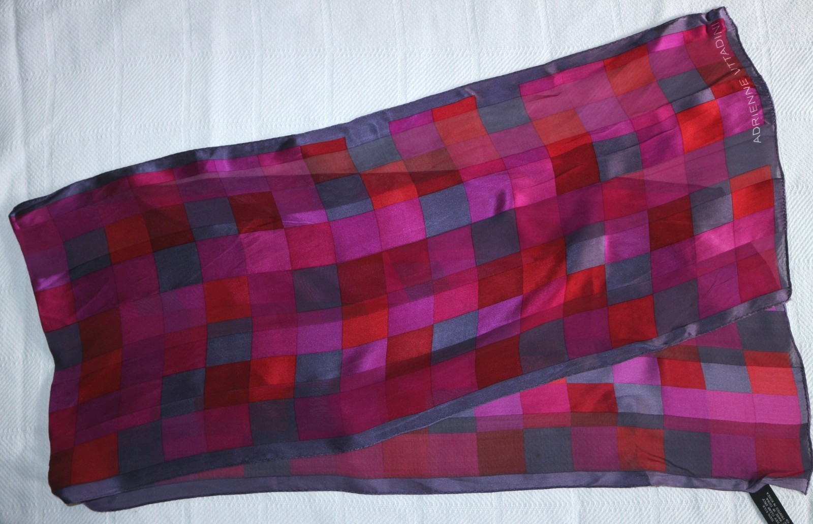 ADRIENNE VITTADINI Purple/Multi Rectangular Silk … - image 1