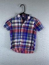Ralph Lauren Shirt Boys 6 Multicolor Plaid Short Sleeve Button Down Pony Logo