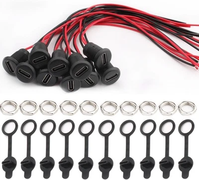 RUNCCIYUN RUNCCI-YUN 10Pcs Wasserdichte USB-C buchse 2-Draht einbau