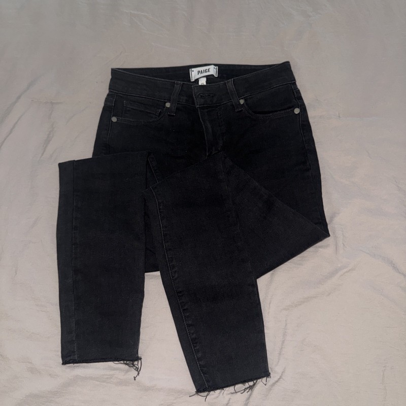 PAIGE Women's Black Skinny Distressed Ankle Jeans Size 25