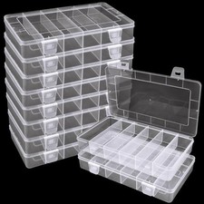 10 Pack 6 Grids Tackle Box Organizer, Clear Fishing Tackle Boxes, Clear Organ...