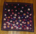 Laura Ashley Black Purple Pink Yellow Pansies Floral 100% Silk Square Scarf 20"