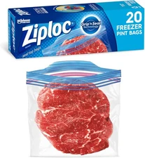 Ziploc Pint Food Storage Freezer Bags, Grip 'n Seal Technology Pint, Clear 