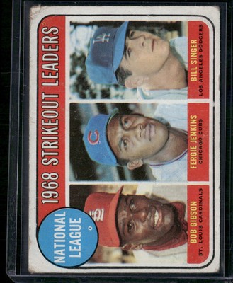 1969 Topps BOB GIBSON/FERGIE JENKINS/SINGER #12 1968 NL Strikeout Leaders (Good)