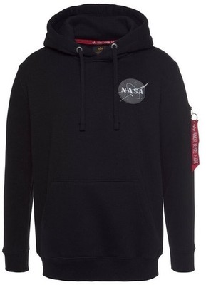 Alpha Industries Space Shuttle Hoodie Pullover Kapuze Schwarz Regular Fit Gr. S