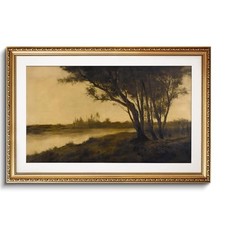 Gold Framed Large Wall Art Canvas Print 36"L x 24"W Twilight Silhouettes