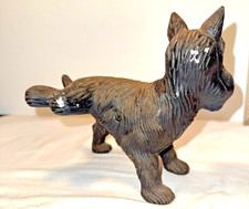 Vintage Cast Iron Naughty Scottish Terrier Dog Doorstop Black/Brown Finish