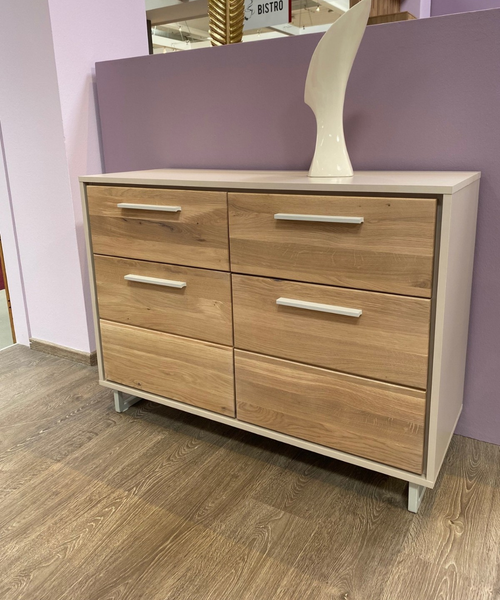 Sideboard Kommode Kai Eiche Teilmassiv Bianco/Kreidefarbig B. 108Cm Anrichte-image