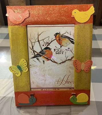 Cadre photo Oiseau Et Papillon -fait main- Pour Photo 15x18 cm - Photo 1/3