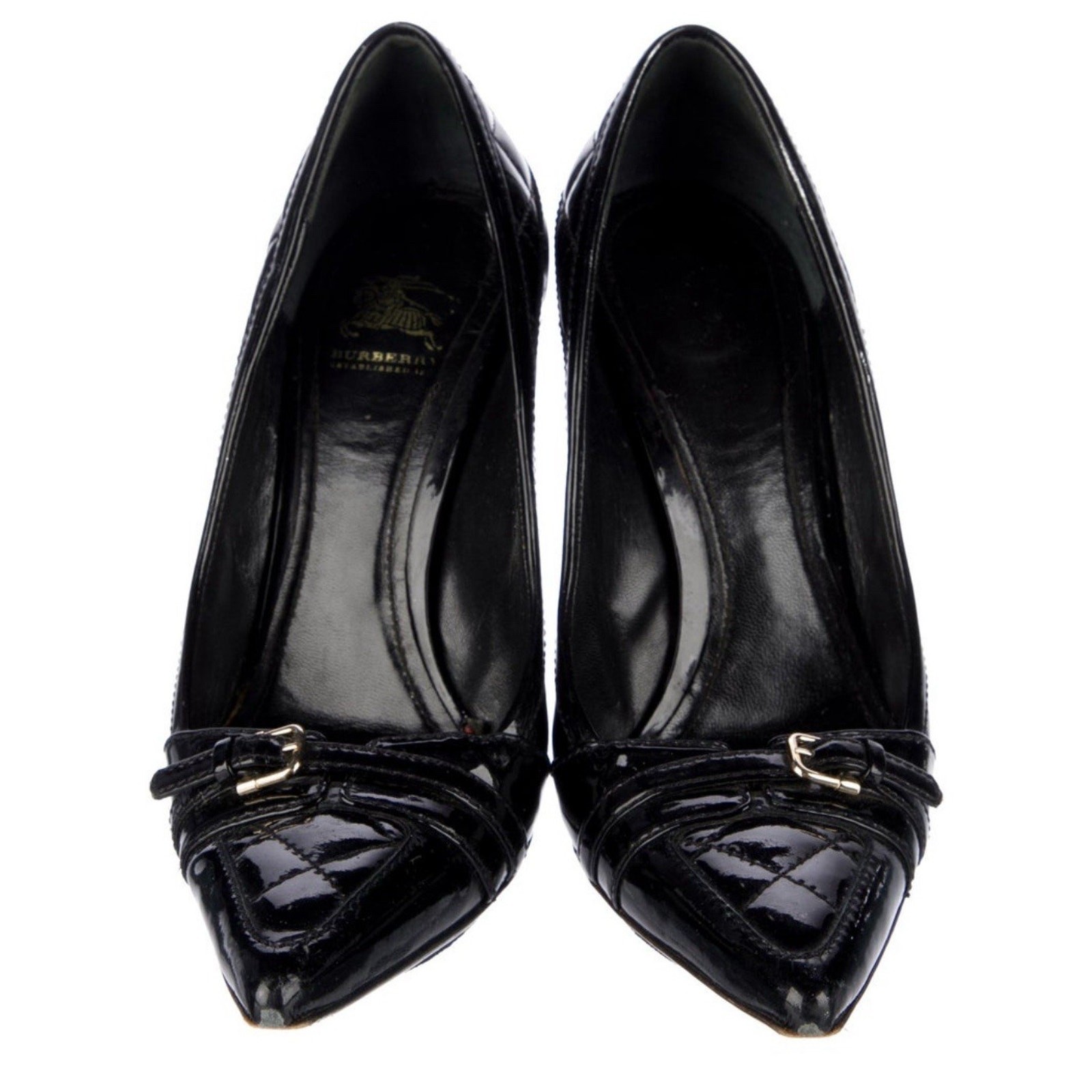BURBERRY Black Quilted Patent Leather Heels Pumps EU 39 US 9 thumbnail 2