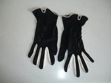 Vintage Womens Black  White Nylon Dress Gloves Small