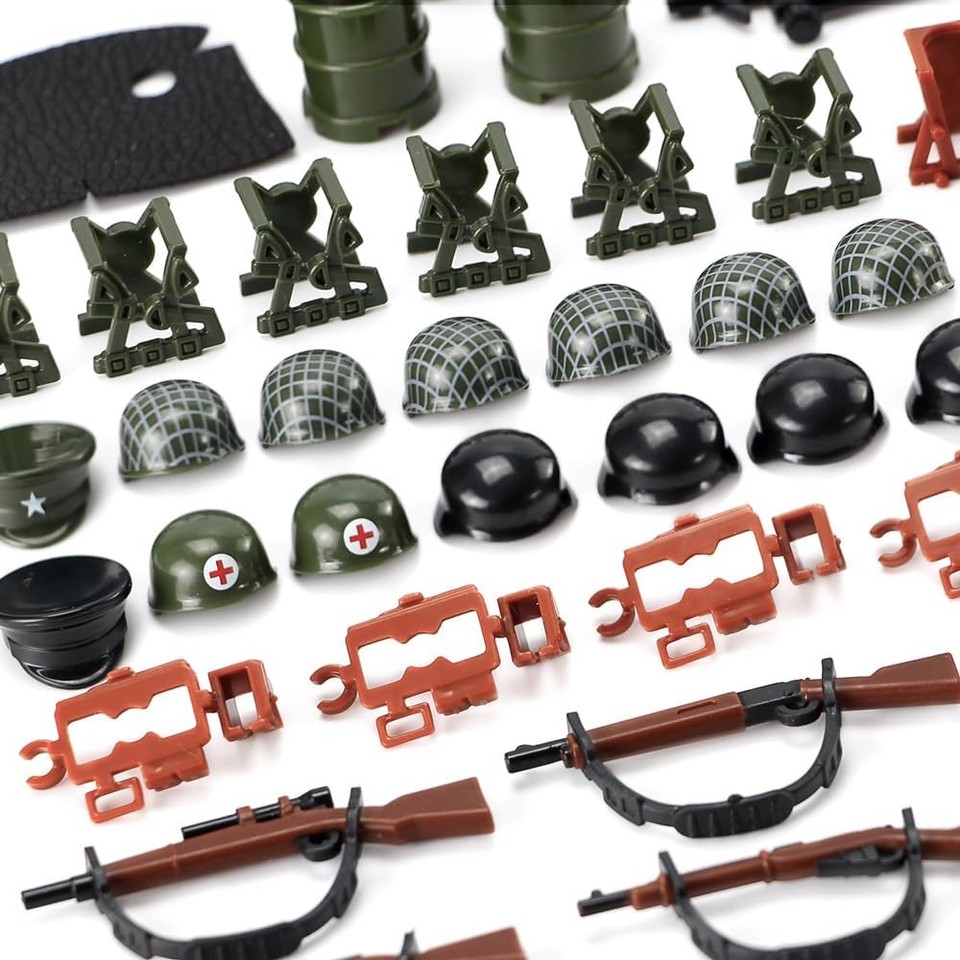 Feleph Set Di Armi E Accessori Militari Per Soldatini – Kit Tattico WW2 SWAT In Mimetica – Compatibile Con Mattoncini