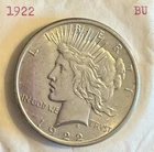 1922 Silver Peace Dollar.   BU!  UNCIRCULATED!   In Orig. Plastic!