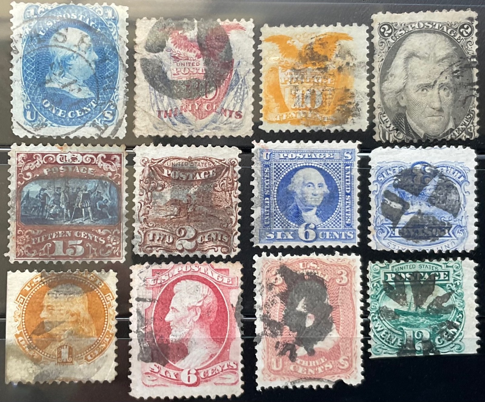 Group Of OLD US Stamps Scott #63 65 73 & Scott #112-117 119 121 148 Used