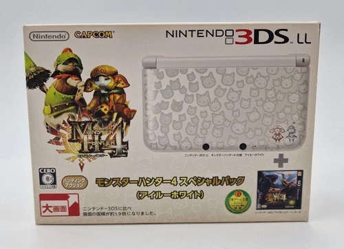 Nintendo 3DS LL Monster Hunter 4 MH4 Airou White Console - NTSC-J JAP JAPAN VGC