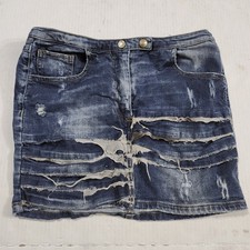 Just Cavalli Distressed Denim Skirt Italia 38 Ittierre Women Approx US Size 2