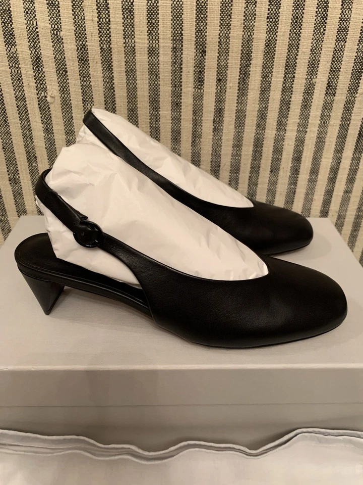 NIB Clergerie 36 5.5 US Slingback Pop Pumps Black Calf Buttery Leather Org. $595 - Image 3 of 4