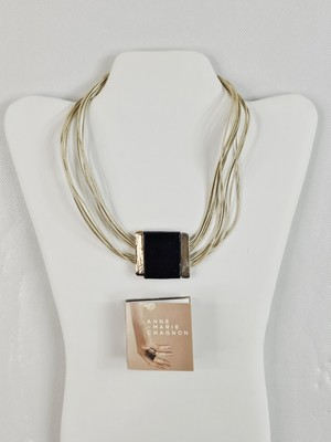 Anne Marie Chagnon Modernist Necklace Multi Strand Cord Square Artistic Pendant