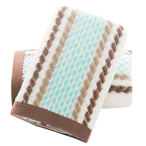 Hand Towels Set of 2 Striped Pattern 100% Cotton Soft Absorbent Decorative To...