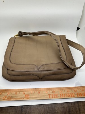 Vintage Saks Fifth Avenue Brown Leather Crossbody HandBag Purse Made In Italy
