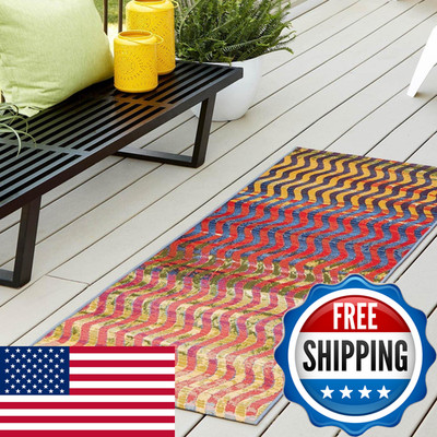 Unique Loom Outdoor Modern Collection Area Rug - Wavy 2 7 X 11 Runner Multi/