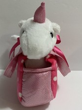 Mini Plush In Purse Of 7 x4 In Pink Hug Me Stuffed Animal Unicorn White 6 New