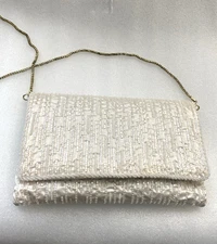 REGALE WHITE BEADED EVENING BAG