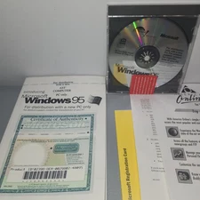 Microsoft Windows 95 OEM CD + COA Vintage Software AOL Trial Insert Read Descrip