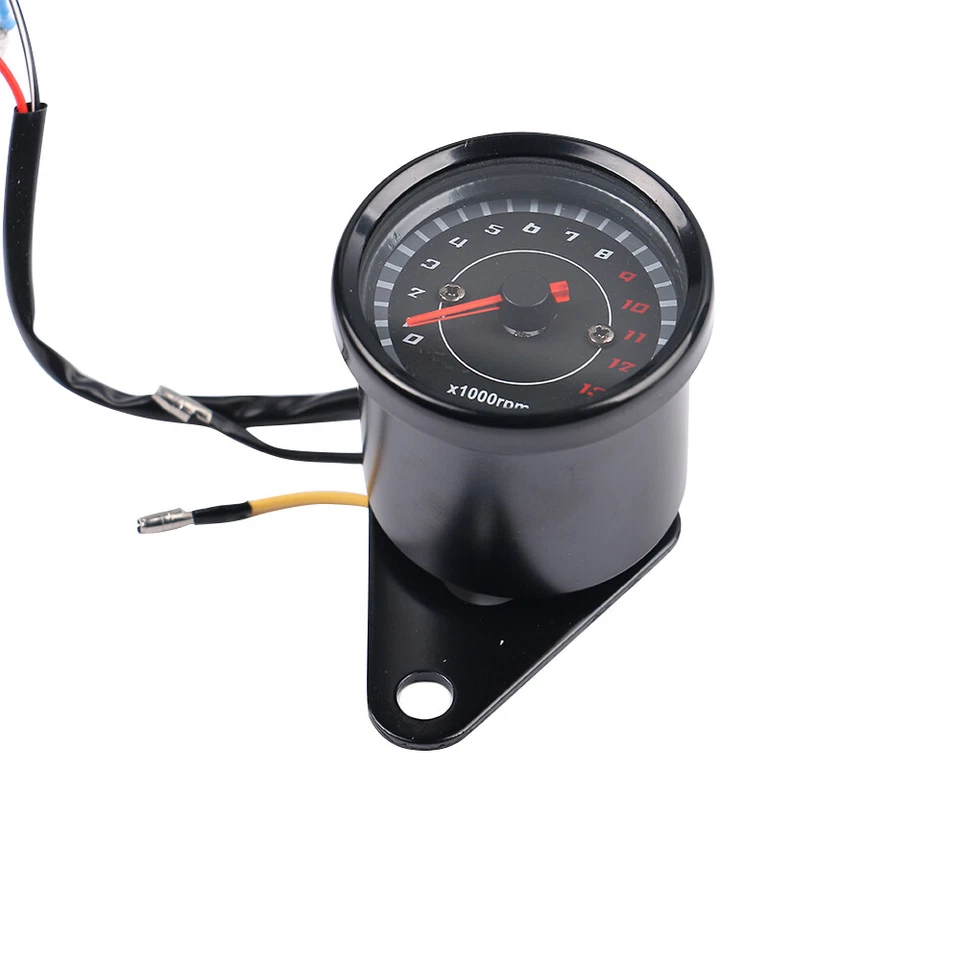 12V Motorcycle Gauge Dual Odometer KMH Speedometer LED Backlight Signal Black  - Image 2 of 4