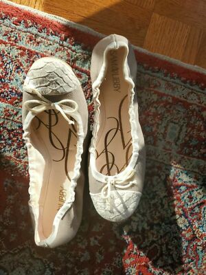 Sam Libby Flats Shoes Slip On Ballet Taupe/Ivory Snake Skin Cap Toe Size  Tan
