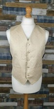 Light Gold Diamond Spot Patterned 5 Button Mens Formal Waistcoat Size 38 38R