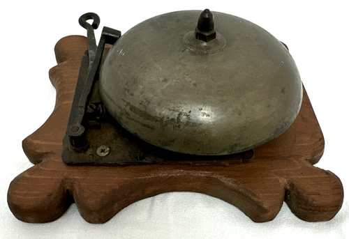 Antique 5 7/8” Mechanical BOXING RING BRASS BELL on Wood Frame Fire Alarm School - Picture 4 of 16