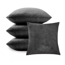 4 PCS Grey Velvet Cushion Covers Silver White Winter Bed Sofa Scatter Cushions