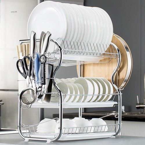Multi-functional 3-Tier Dish Rack Kitchen Supplies Storage Rack Draining V9O0 - Picture 6 of 12