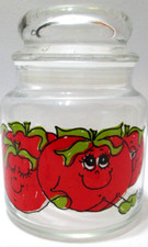 Vintage Anchor Hocking Glass Canister with Lid Jar Hildi Tomatoes 5 1/2