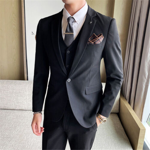 Juegos de trajes para hombre 3 piezas abrigos de calce ajustado esmoquin  novio padrino trabajo formal informal | eBay
