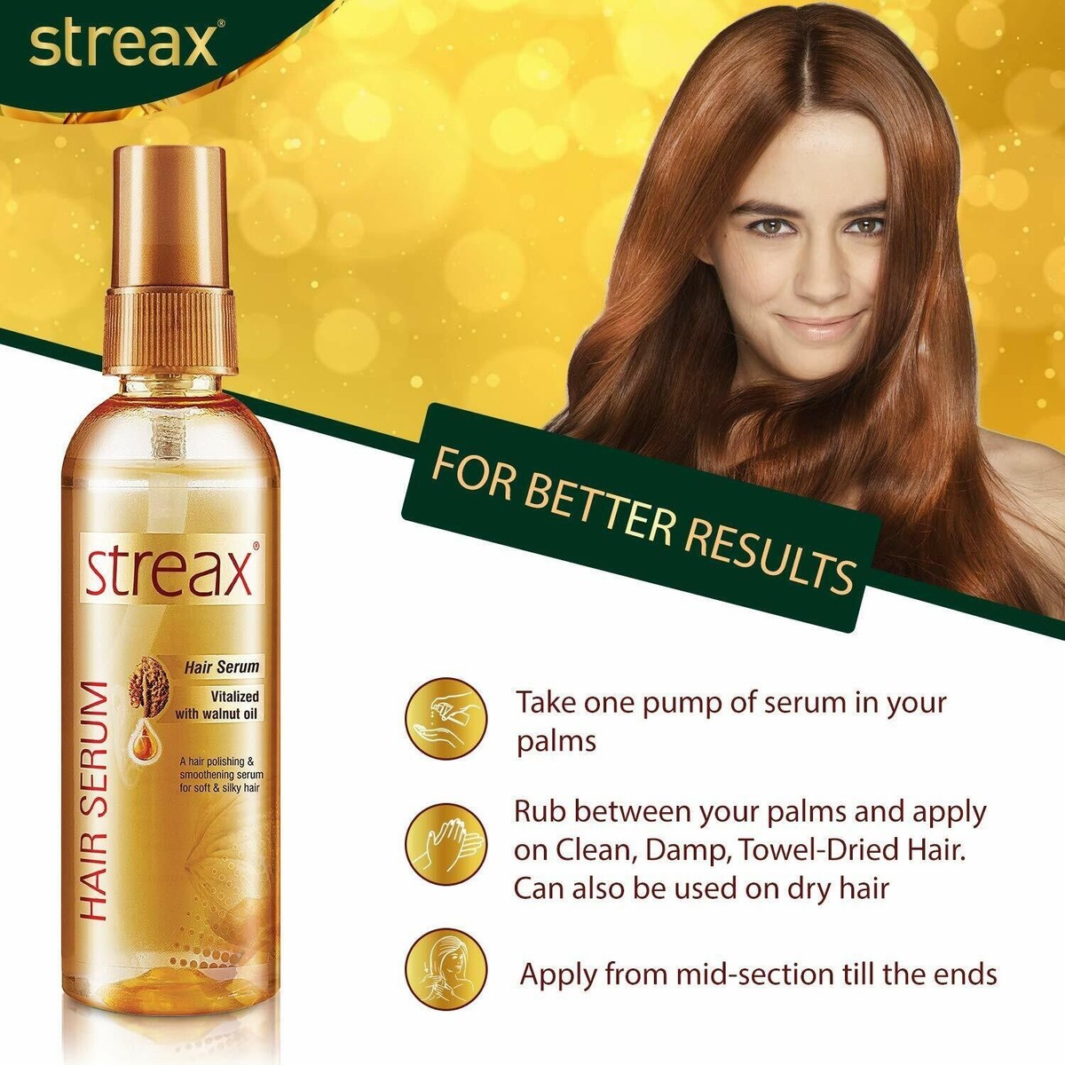2x Streax Hair Serum Perfect Shin Vitalized With Walnut Oil - 25